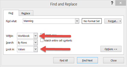 Excel Search